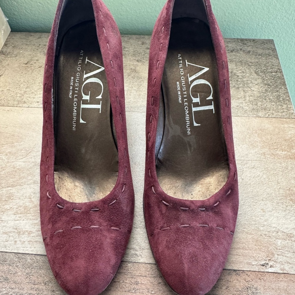 AGL Deep Red Suede Pumps